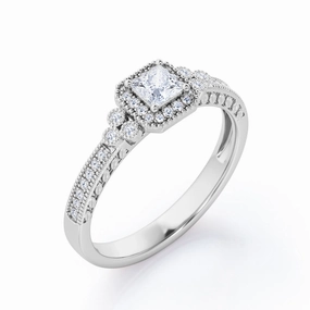 Refined Harmony Vintage 1 Ct Princess Cut Diamond Engagement Ring