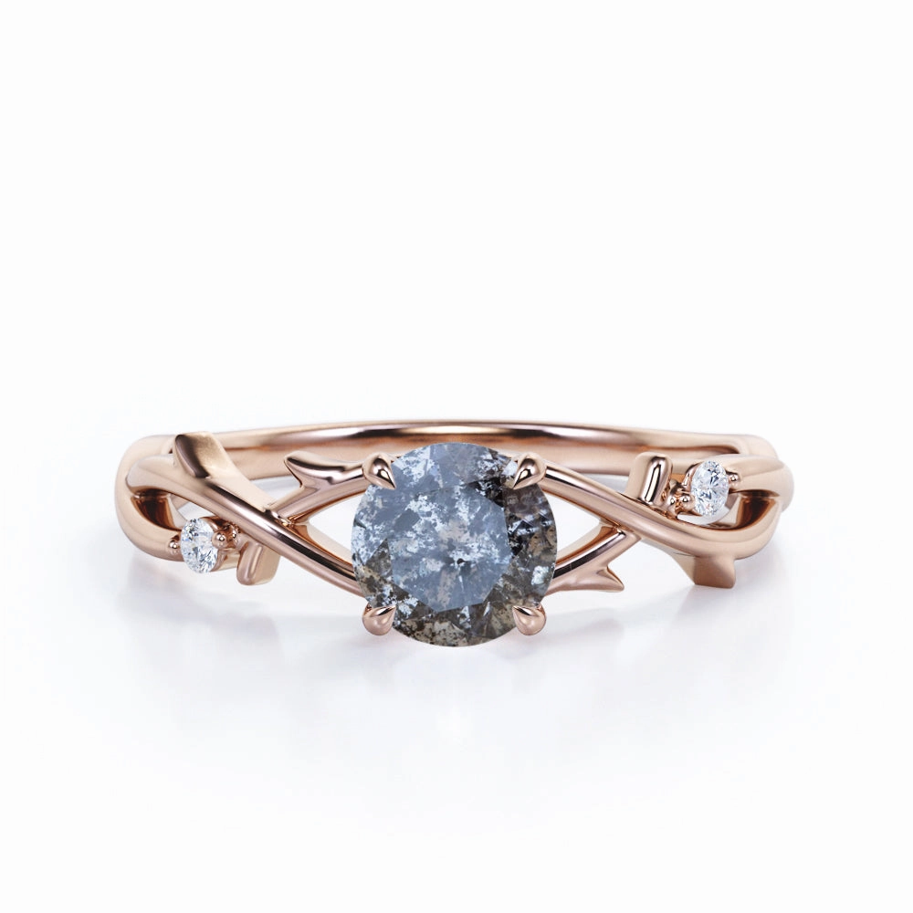 Infinity 0.40 Ct Round Salt and Pepper Diamond Bridal Set Gift wrapping Polished Surface