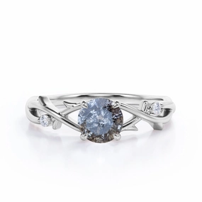 Infinity 0.40 Ct Round Salt and Pepper Diamond Bridal Set Luxury Proportion