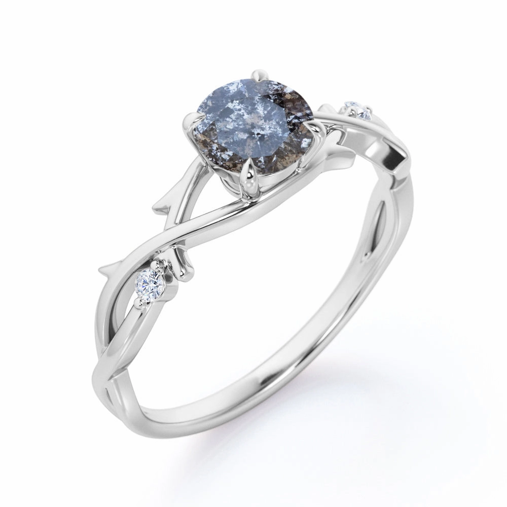 Fresh Vibe Affordable Statement Infinity 0.40 Ct Round Salt and Pepper Diamond Bridal Set