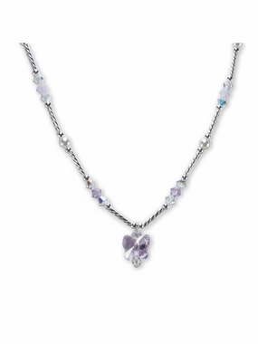Purple Butterfly Necklace Made with Sparkling Crystals Sterling Silver Effortless Elegance Affordable Gift