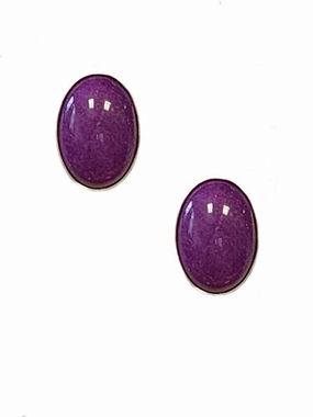 Delicate appearance Purple Dyed Stone Stud Earrings Sterling Silver