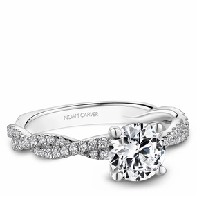 Sophisticated Craft Fashionable Piece Noam Carver Twist Diamond Engagement Ring Setting in White Gold