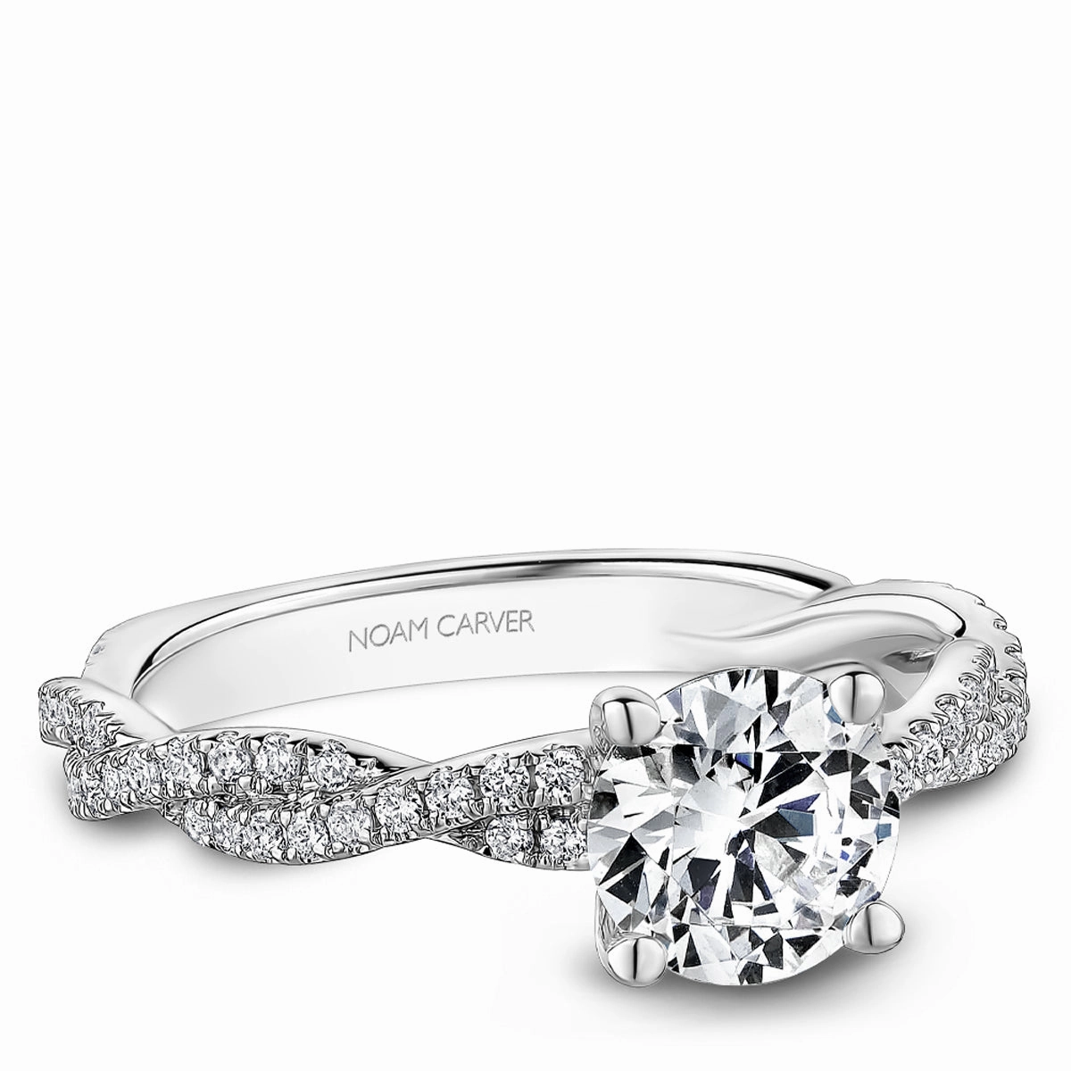 Sophisticated Craft Fashionable Piece Noam Carver Twist Diamond Engagement Ring Setting in White Gold