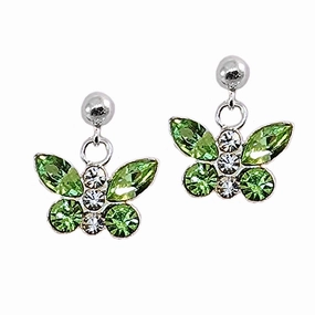 Green Butterfly Earrings with Highest Quality Crystals Sterling Silver Ball Post Backs Decorative Product Stunning Creation