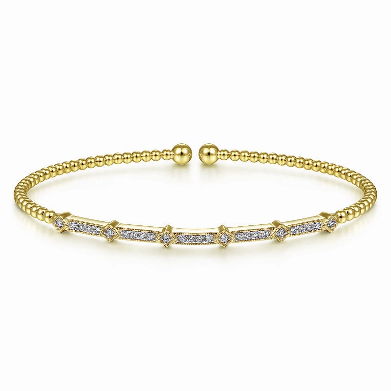Personal Touch 14K Yellow Gold Bujukan Cuff Bracelet with Diamonds