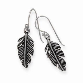 Elegant Option Pinna Feather Design Earrings Antiqued Sterling Silver