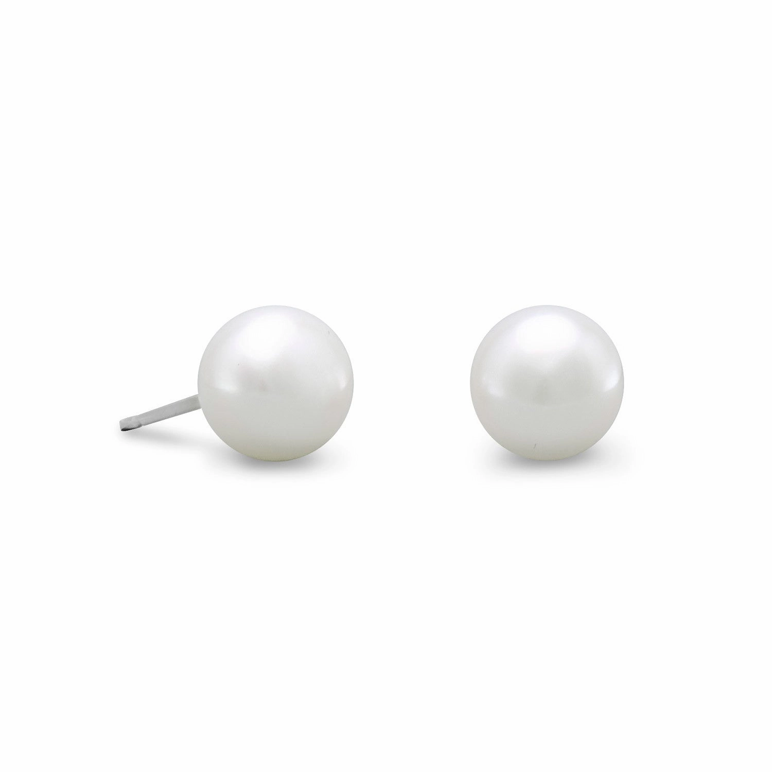 Cultured Freshwater Pearl Post Stud Earrings 6mm Sterling Silver Polished Design