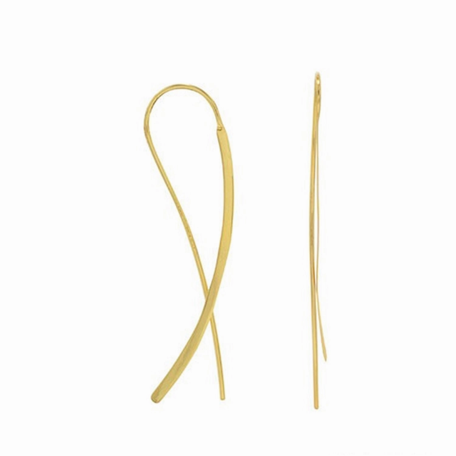 Classic Decoration Rustic Embellishment Flat Curved Wire Drop Earrings Gold-plated Sterling Silver
