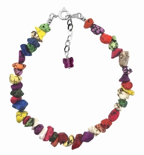 Easy Fusions Rainbow Magnesite Gem Chip Bracelet Sterling Silver Handmade