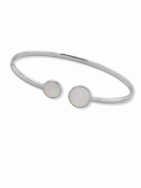 Rainbow Moonstone Cuff Bracelet Sterling Silver with Round Stones Modern Marvel Comprehensive Assortment