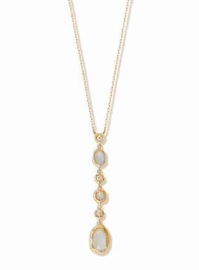 Signifying Item Effortless Gift Rainbow Moonstone Necklace with Cubic Zirconia Adjustable Length Gold-plated Silver