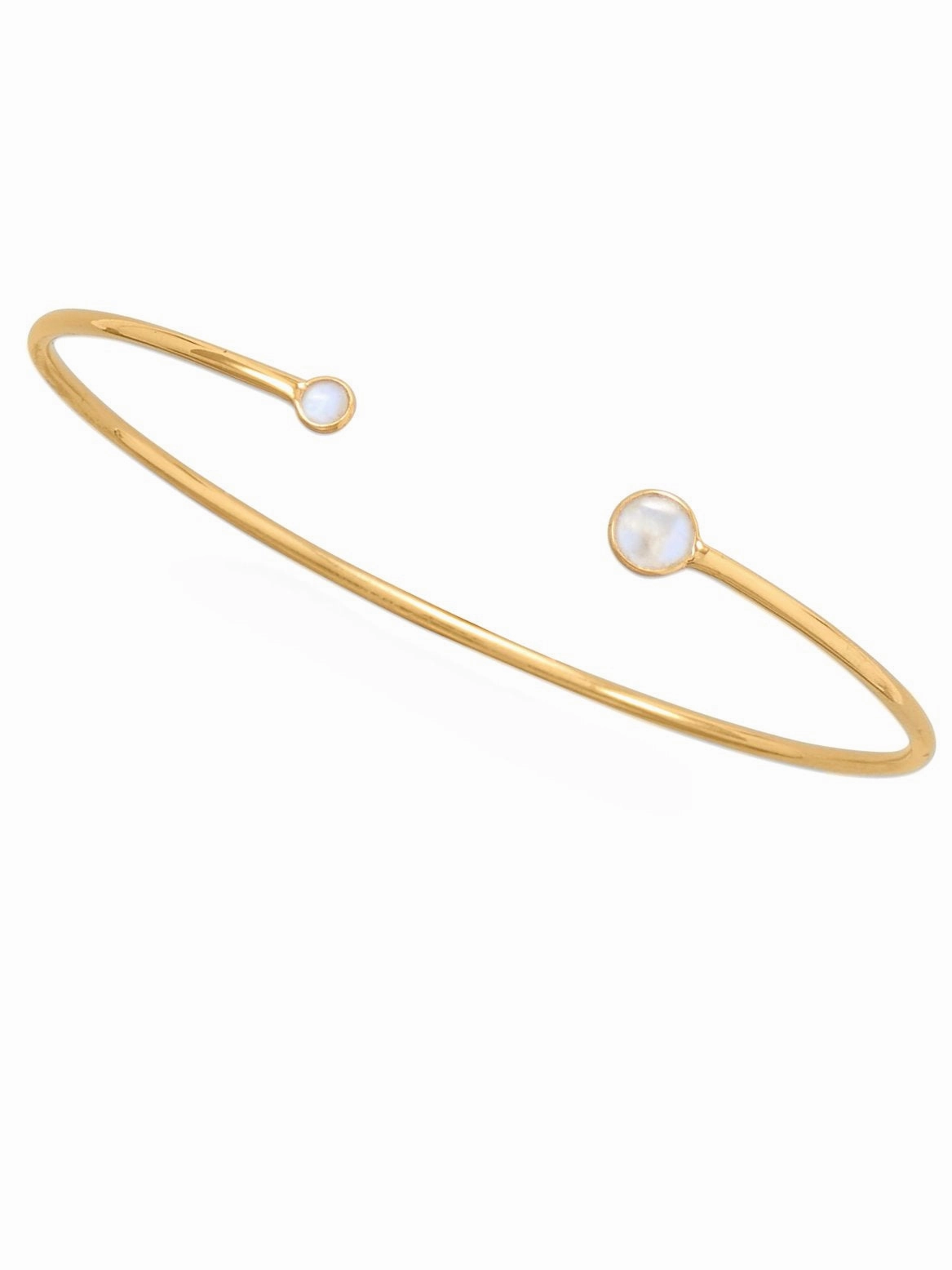 Multiple Varieties Edgy Accents Rainbow Moonstone Open Cuff Bracelet Gold-plated Silver