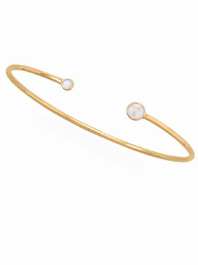 Multiple Varieties Edgy Accents Rainbow Moonstone Open Cuff Bracelet Gold-plated Silver