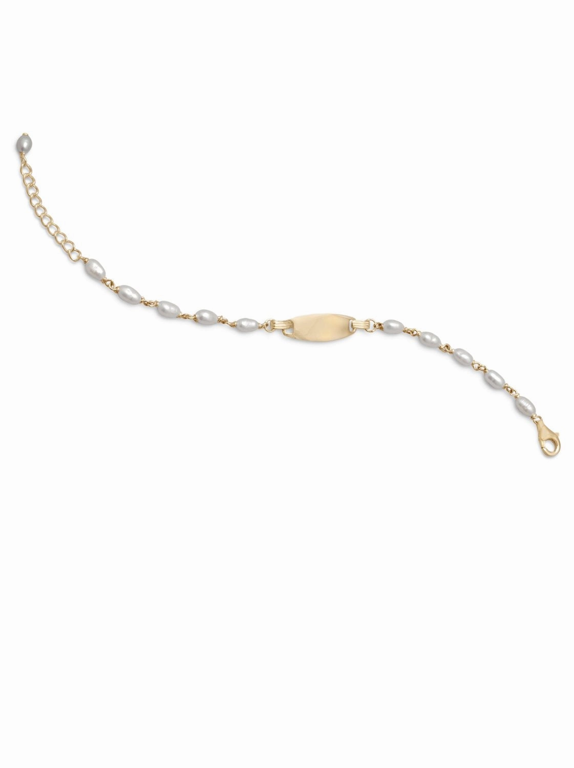 Cultured Freshwater Pearl Bracelet with ID Plate Gold-plated Sterling Silver in demand Friendship Bond