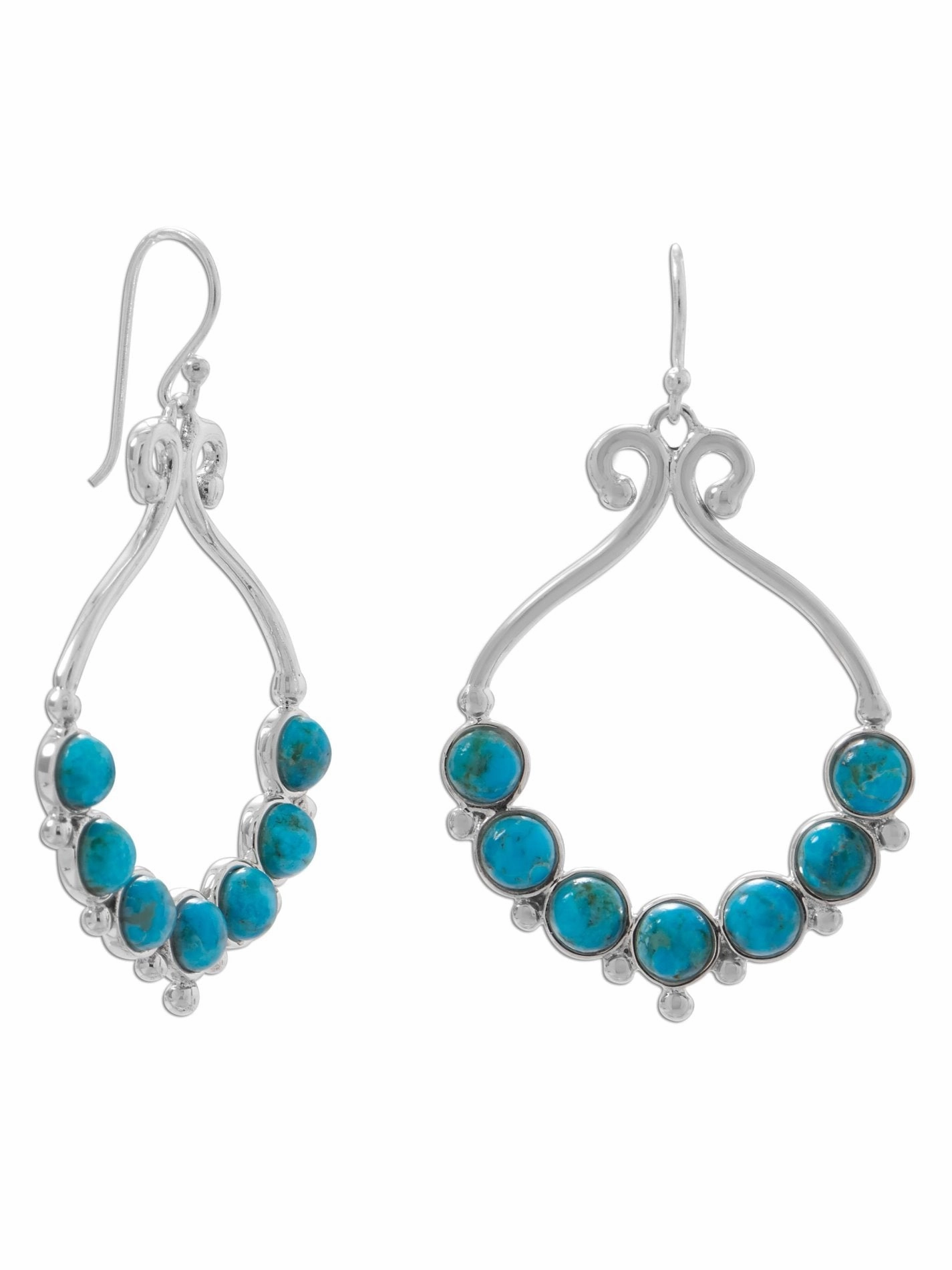 Reconstituted Turquoise Earrings with Round Stones Sterling Silver Corporate Item