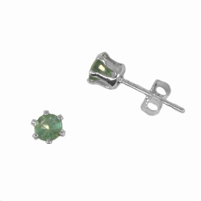 Cute Accent Night Decoration Genuine Emerald Post Stud Earrings Sterling Silver 4mm