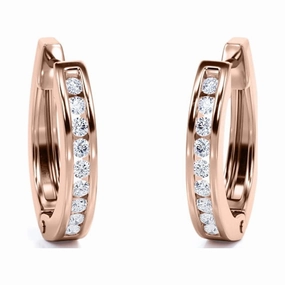 Limited Time Sale .50 Carat Round Cut Diamond Hoop Stud Earrings in White Gold Evening Accent Artistic embellishment