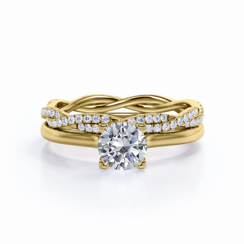 Eternal Jewelry Personal Touch Twist 1 Ct Round Cut Diamond Wedding Ring Set