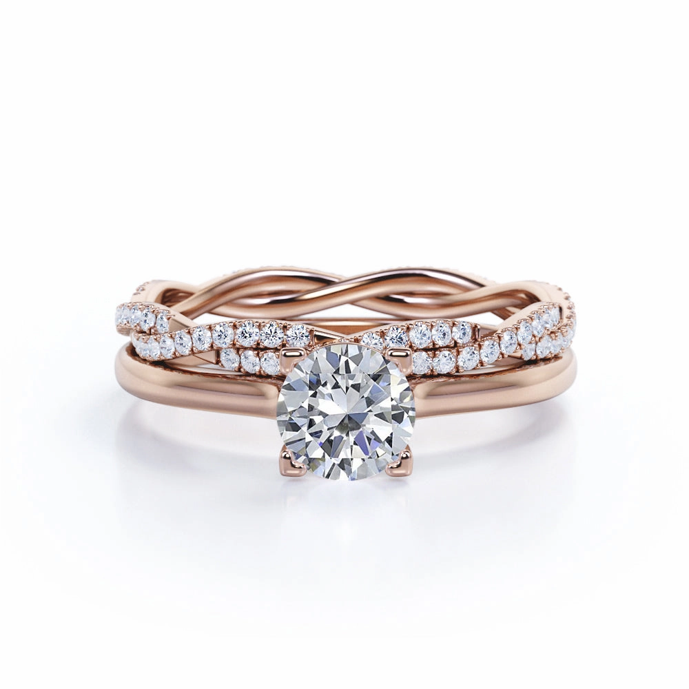 Twist 1 Ct Round Cut Diamond Wedding Ring Set Special Day