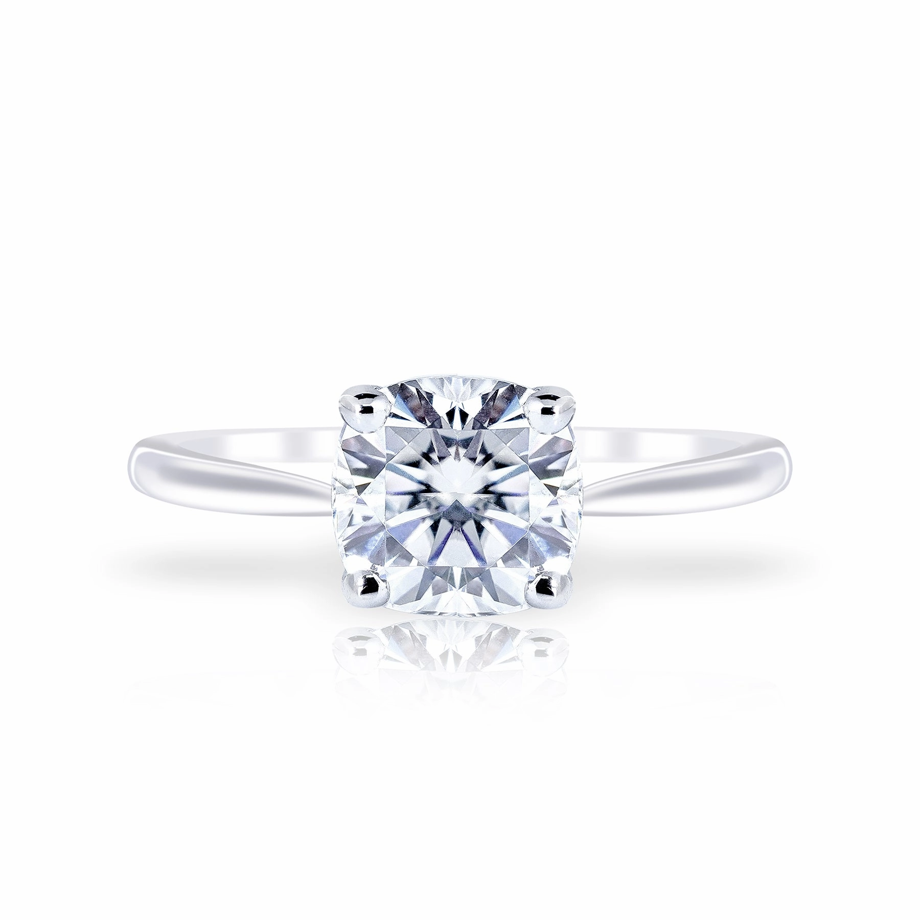 Vibe Piece Signature Present Solitaire 1 Carat Cushion Cut Moissanite Engagement Ring