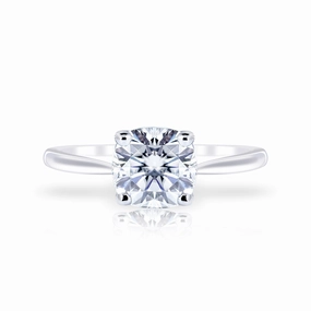Vibe Piece Signature Present Solitaire 1 Carat Cushion Cut Moissanite Engagement Ring