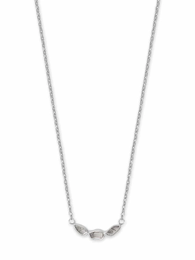 Personal Detail All Occasion Three-stone Genuine Polki Diamond Necklace Rhodium on Sterling Silver Adjustable