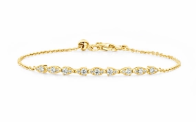 Sleek Mood Hearts On Fire Aerial Dewdrop Diamond Bracelet in 18K Yellow Gold (.43ctw)