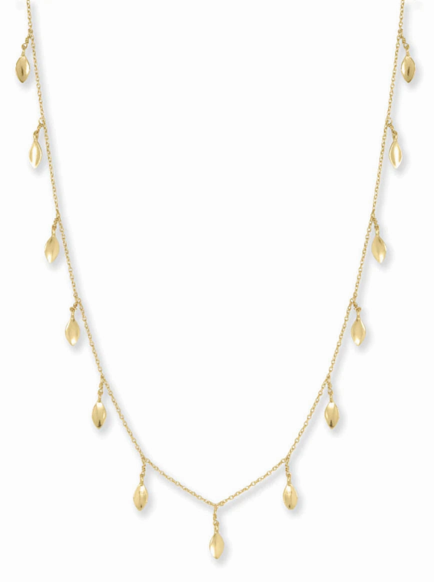 Cultural Accent Dancing Leaf Necklace 28-inch Gold-plated silver