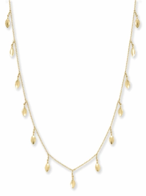 Cultural Accent Dancing Leaf Necklace 28-inch Gold-plated silver