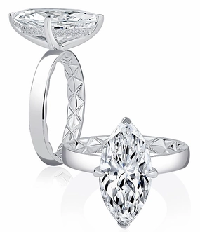 Refined Flow Delicate Edge A. JAFFE Marquise Center Hidden Halo Diamond Engagement Ring Setting in 14K White Gold (.10ctw)