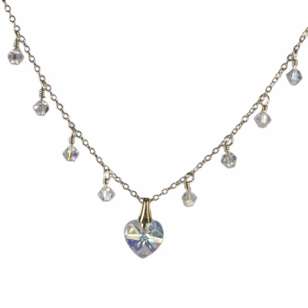 Artisan Craft Heart Necklace Made with Swarovski(R) Crystal 14k Gold-filled