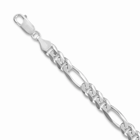 Italian Figaro Chain Bracelet 6.8mm Width Sterling Silver Made for you