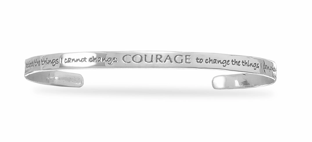 Serenity Prayer COURAGE Cuff Bracelet Sterling Silver Borderless Fusions Endless Vision