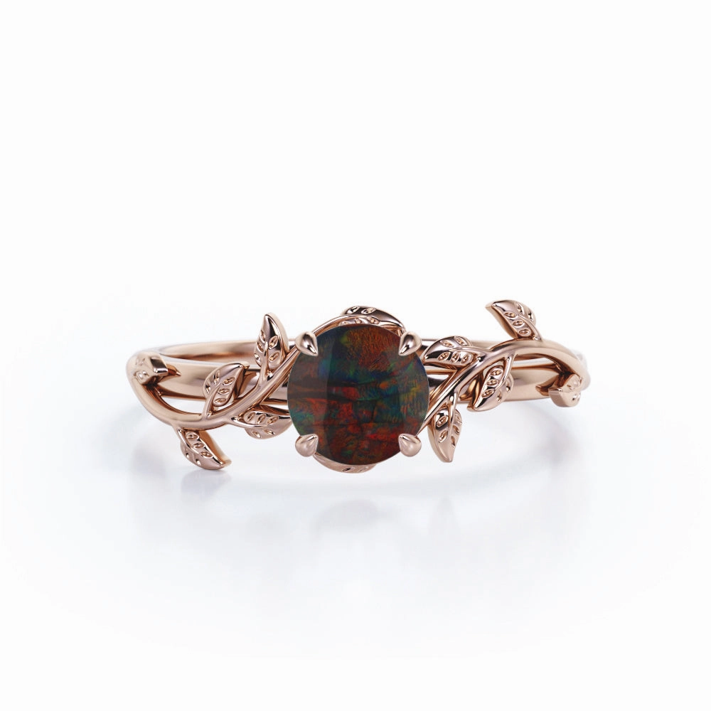 Group Identity Holiday Gift 1 Ct Round Cut Lab Created Opal Floral Engagement Ring