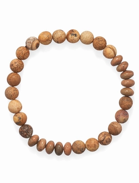 Ultimate Choice Mens Stretch Bracelet with Map and Picture Jasper Beads