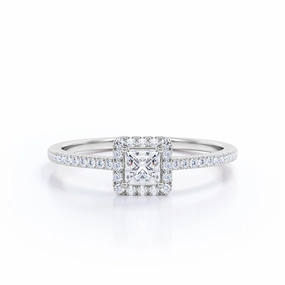 Convenient Care 1 Ct Princess Cut Diamond Halo Engagement Ring
