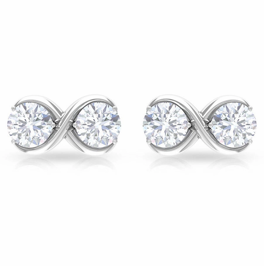 Twin Basket Set 1 Carat Round Certified Moissanite Infinity Stud Earrings with Screw Back in Rose Gold Pastel Decoration Vintage Product