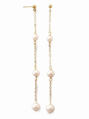 Modern Item 14k Yellow Gold Cultured Freshwater Pearl Chain Drop Earrings