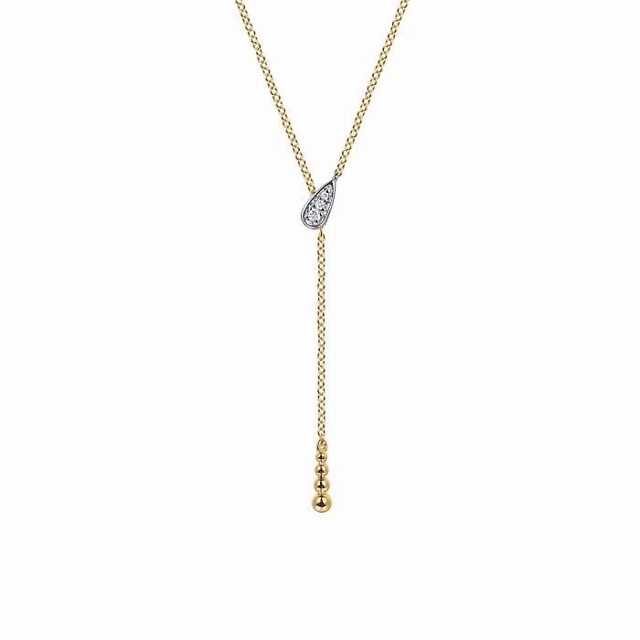 14K White Yellow Gold Bujukan And Diamond Y Necklace Brunch Outfit Shimmer Detail