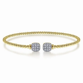 Neutral Vibe 14K Yellow Gold Bujukan Split Cuff Bracelet with Pave Diamond Squares