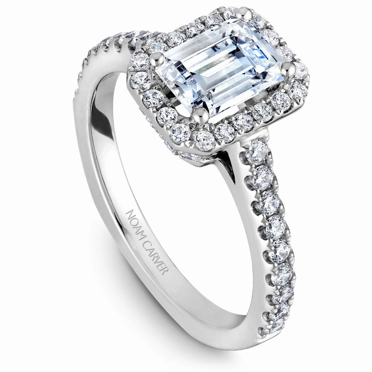 Noam Carver Halo Engagement Ring Setting in White Gold Timeless Shine Craftwork Alluring Edge