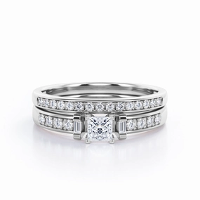 1 Ct Princess Cut Diamond Channel Set Bridal Set Modern Balance Gift Ready