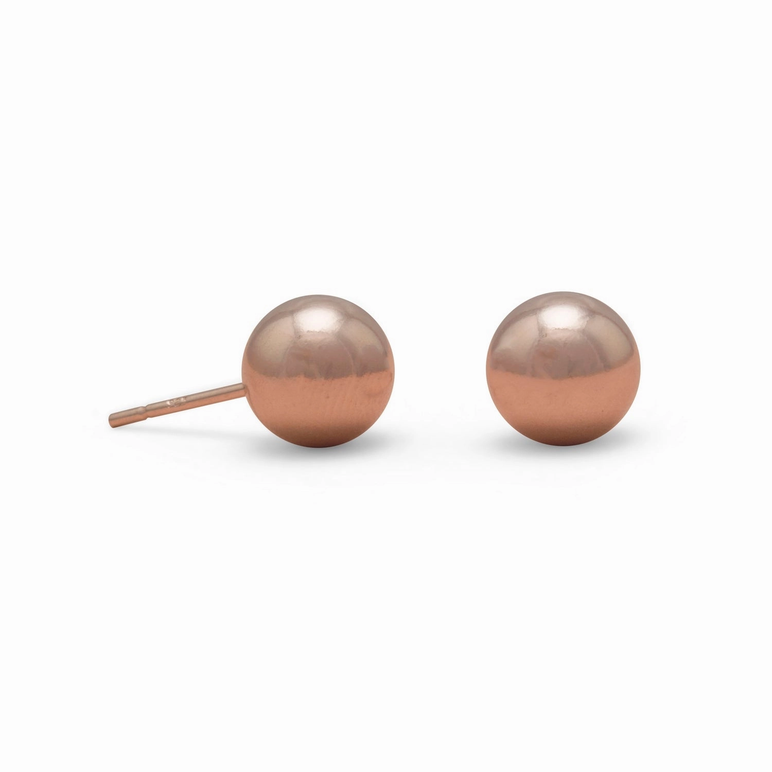 Rose Gold-Plated Sterling Silver Ball Stud Earrings 10mm High-Quality Element Modern Essential