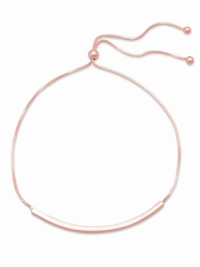 Reliable Amalgamations Favorable Combination Rose Gold-plated Sterling Silver Box Chain Bracelet with Bar Adjustable Length