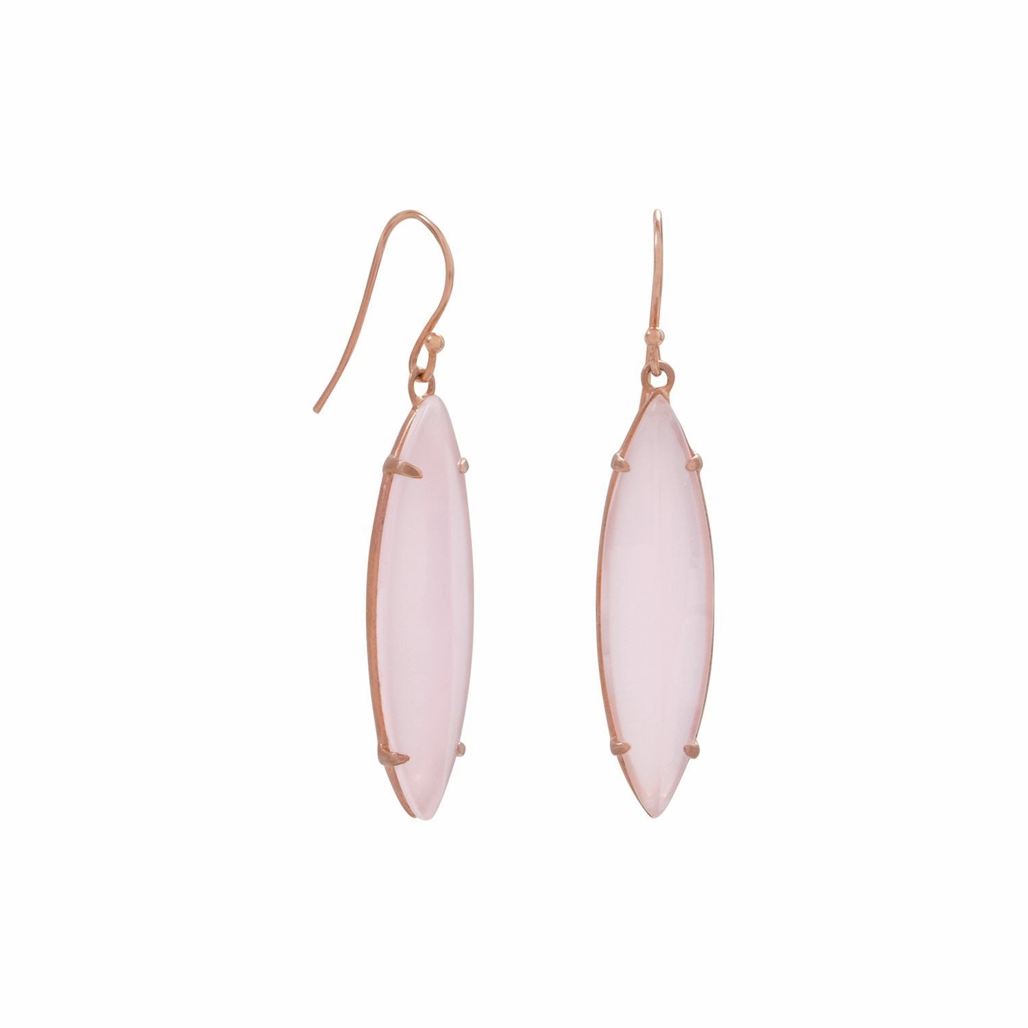 Rose Gold-plated Sterling Silver Pink Glass Marquise Dangle Earrings Corporate Decoration