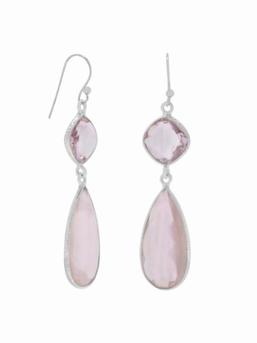 Sophisticated Item Rose Quartz and Pink Amethyst Earrings Sterling Silver