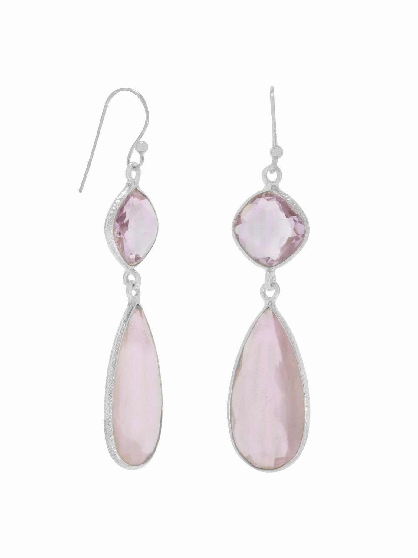 Sophisticated Item Rose Quartz and Pink Amethyst Earrings Sterling Silver