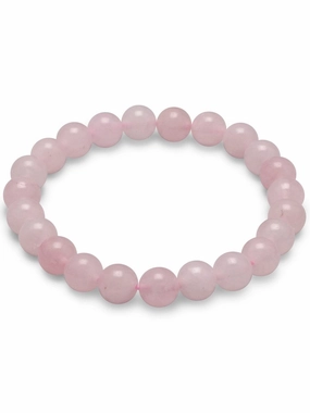 Polished Finishes Rose Quartz Bead Stretch Bracelet Dyed Genuine Stones