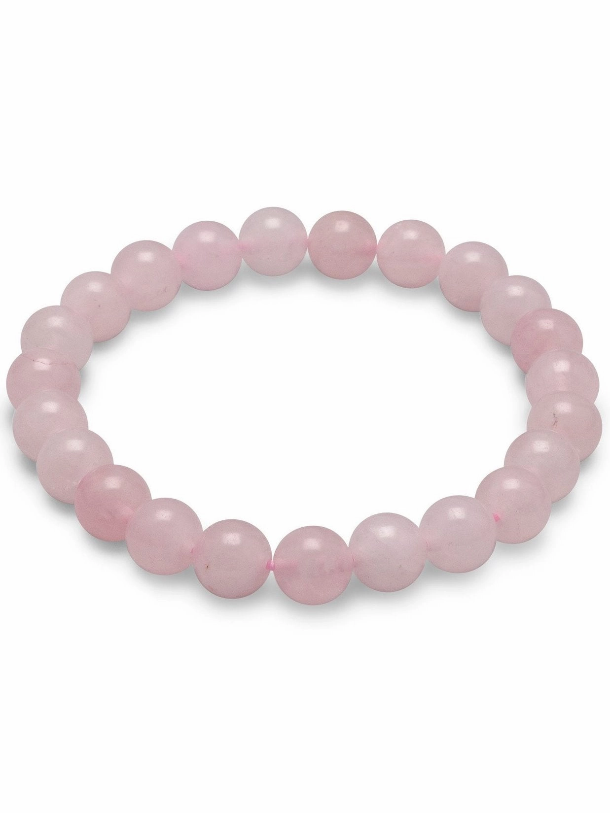 Polished Finishes Rose Quartz Bead Stretch Bracelet Dyed Genuine Stones